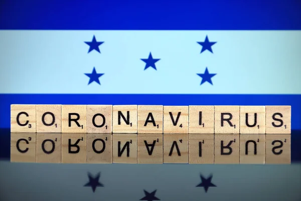 Wroclaw Poland March 2020 Word Coronavirus Made Wooden Letters Honduras — 图库照片