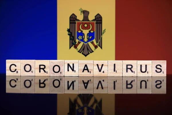 Wroclaw Poland March 2020 Word Coronavirus Made Wooden Letters Moldova — 图库照片