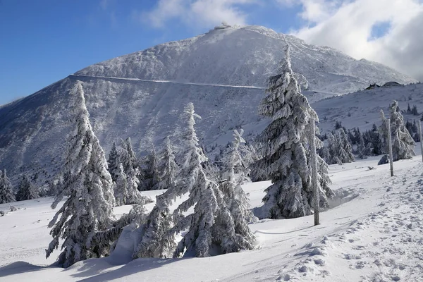 Karpacz Polsko Březen 2020 Sněžka Nebo Sněžka Hora Hranici Mezi — Stock fotografie