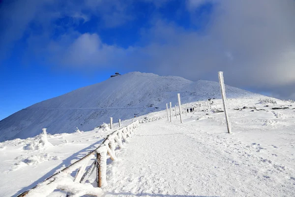 Karpacz Polonia Marzo 2020 Sentiero Turistico Sniezka Montagna Confine Tra — Foto Stock