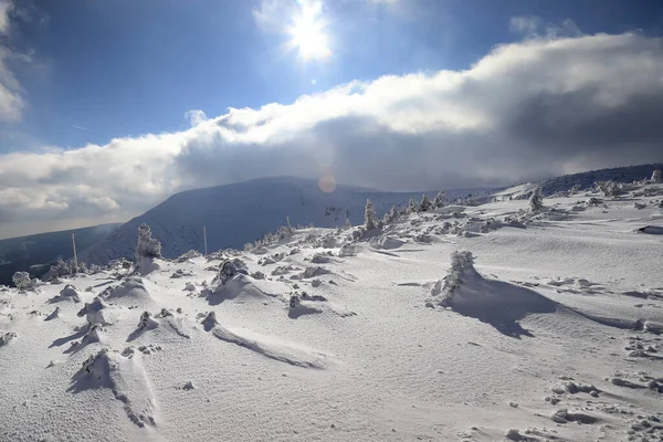 Karpacz Pologne Mars 2020 Sentier Touristique Vers Sniezka Montagne Frontière — Photo