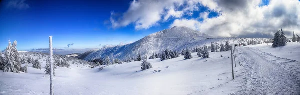 Karpacz Poland March 2020 Panoramic View Giant Mountains Highest Peak — стоковое фото