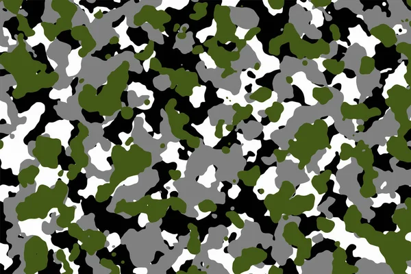 Camuflaje Blanco Negro Verde Gris Fondo Camuflaje Patrón Militar Ejército — Vector de stock