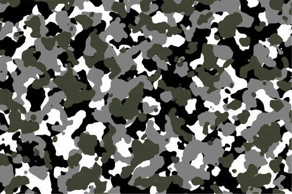 Camuflaje Blanco Negro Verde Gris Fondo Camuflaje Patrón Militar Ejército — Vector de stock