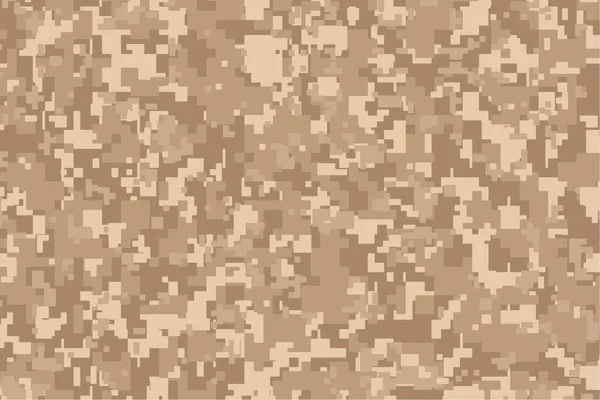 Light Brown Pixel Camouflage Desert Digital Camo Background Military Pattern — Stock Vector