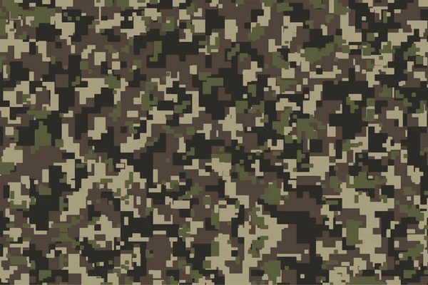 Camuflagem Pixel Marrom Verde Preto Khaki Camo Digital Fundo Padrão — Vetor de Stock