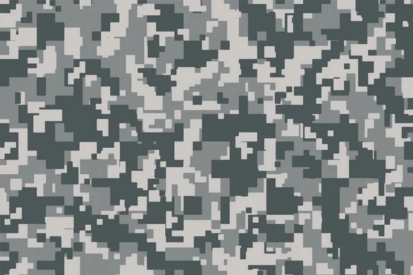 Camuflagem Grey Pixel Fundo Camo Digital Padrão Militar Exército Roupas — Vetor de Stock