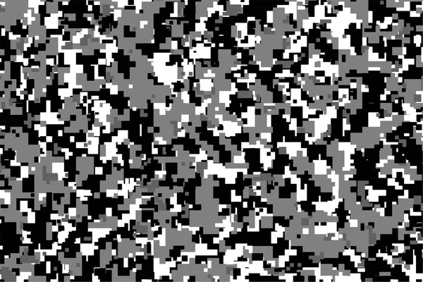 Черный Белый Серый Пиксельный Камуфляж Цифровой Фон Camo Военный Узор — стоковый вектор