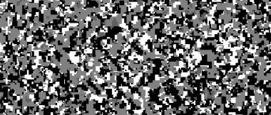 Siyah, beyaz ve gri pikselli kamuflaj. Dijital kamuflaj, askeri düzen, ordu ve spor giysileri, şehir modası. Vektör Biçimi. 21: 9 görünüm oranı.
