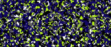 Koyu mavi, siyah ve limon yeşili Pixel Kamuflaj. Dijital kamuflaj, askeri düzen, ordu ve spor giysileri, şehir modası. Vektör Biçimi. 21: 9 görünüm oranı.