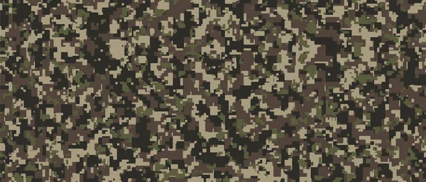 Camuflagem Pixel Marrom Verde Preto Khaki Camo Digital Fundo Padrão — Vetor de Stock