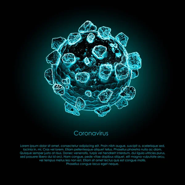 Covid Virus Close Black Background Sample Text 코드화 바이러스 코로나 — 스톡 벡터