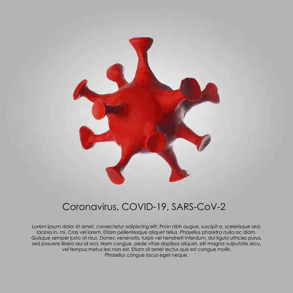 Covid Virus Close Een Zwarte Achtergrond Met Sample Tekst Model — Stockvector