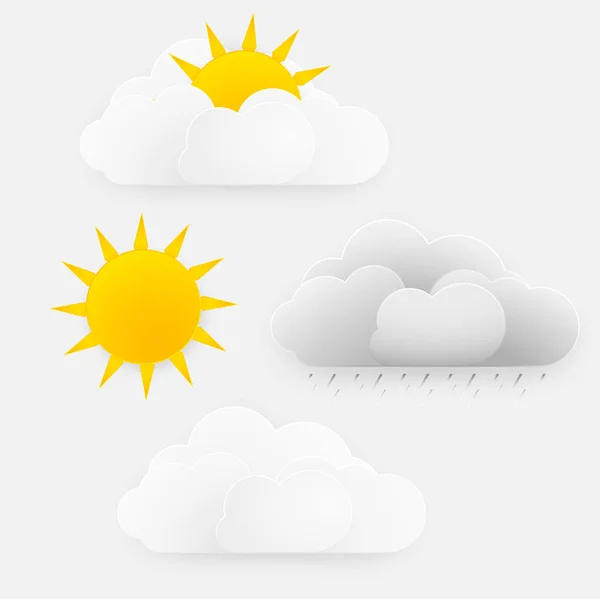 Vector weer seizoen ontwerp, zon met wolken en rai. — Stockvector