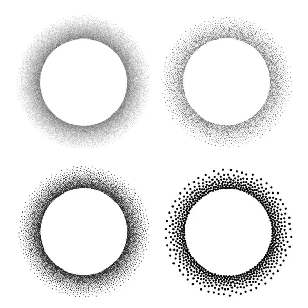 Quadro redondo com poeira preta sobre fundo branco. Ilustração vetorial. Conjunto de quadro círculo abstrato —  Vetores de Stock