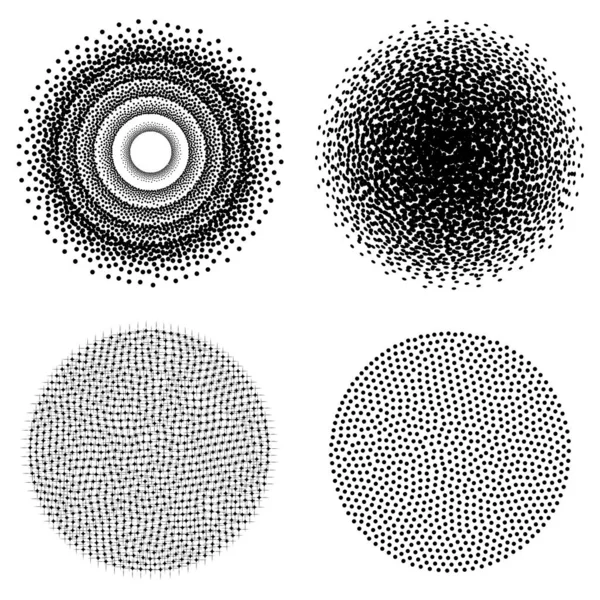 Abstract ronde achtergrond bestaat uit zwarte stippen op een witte achtergrond. Abstracte punt geometrisch patroon. Vectorillustratie. — Stockvector