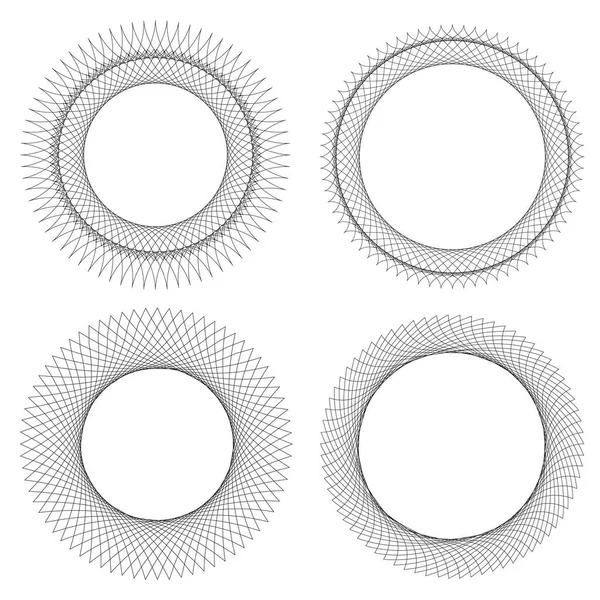 Set of 4 round decorative border frames. Design elements for logos, web, illustrations. Vector illustration — Διανυσματικό Αρχείο