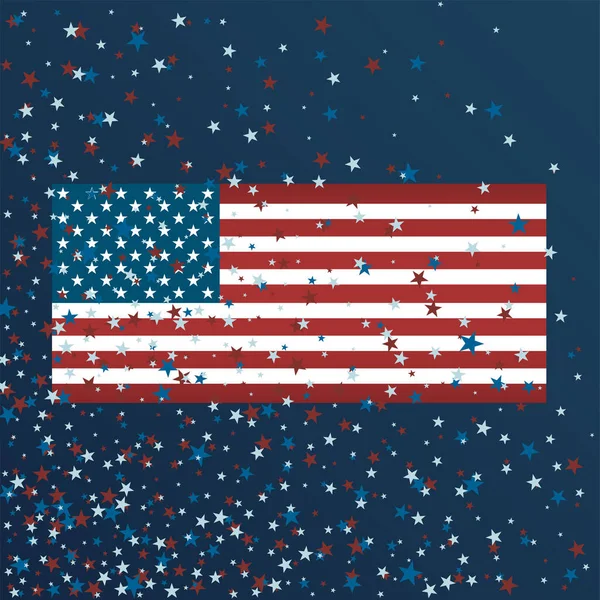 Ιστορικό της Ημέρας Ανεξαρτησίας. Εικονογράφηση διάνυσμα με αστέρια και σημαία των ΗΠΑ — Διανυσματικό Αρχείο
