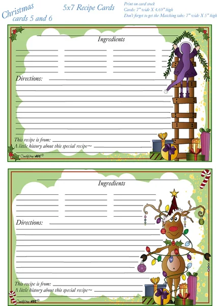 Christmas 5 x 7 Recipe Cards 5 and 6 Royalty Free Διανύσματα Αρχείου
