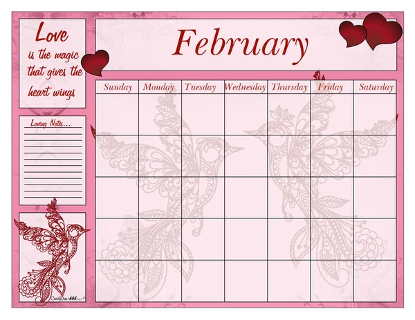 Februari voor eeuwig kalender — Stockvector
