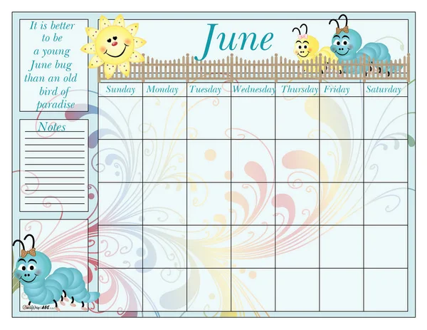 Juni Forever kalender — Stockvector