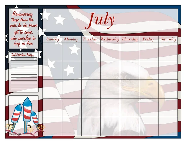 Juli für immer Kalender — Stockvektor