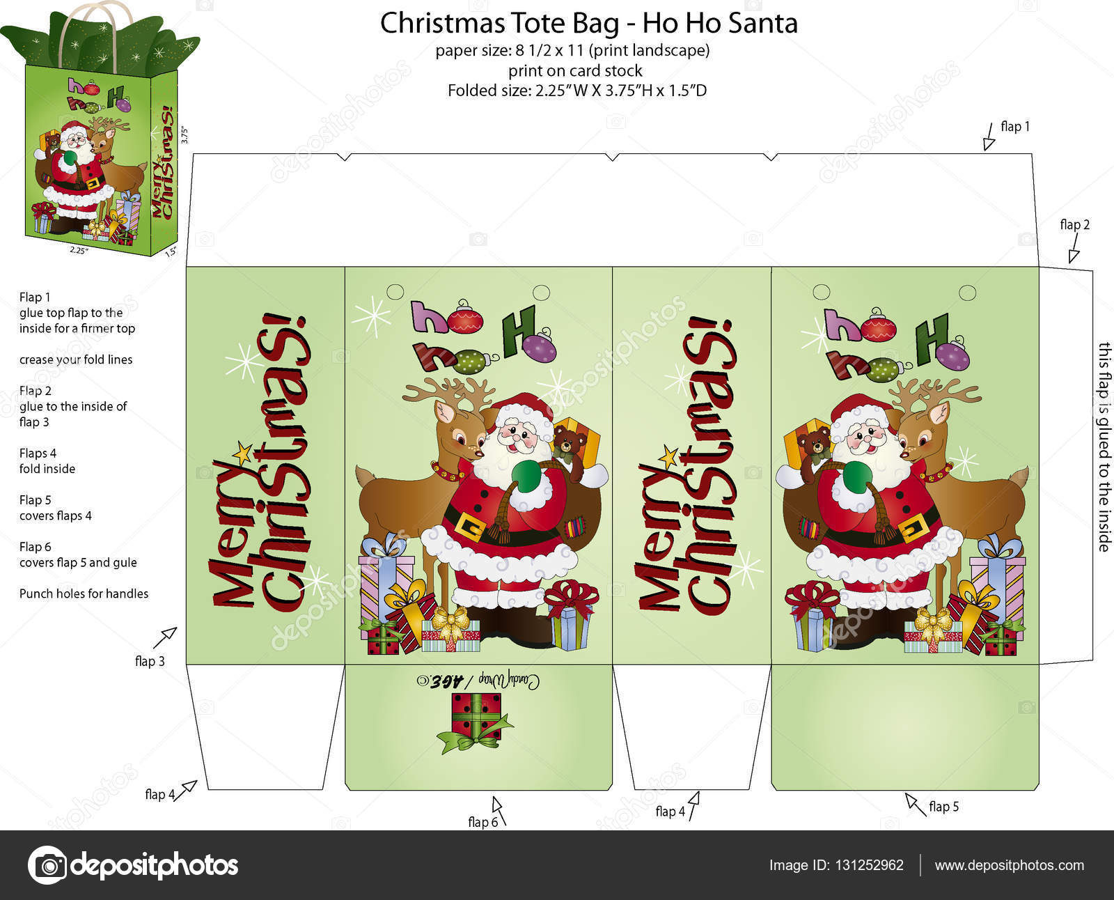 Ho Ho Ho WesoÅ‚ych ÅšwiÄ…t Tote Bag — Wektor stockowy