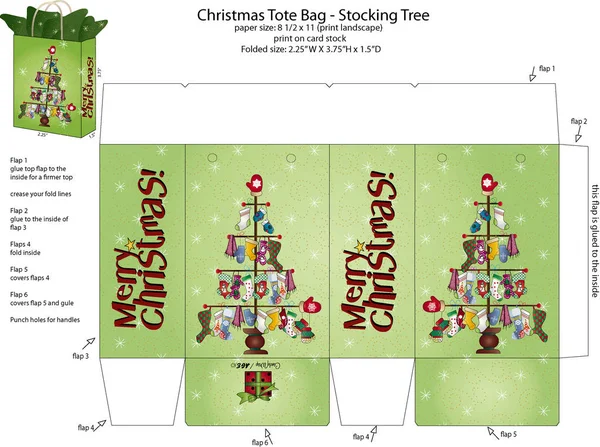 Strumpf Baum Weihnachten Tasche — Stockvektor