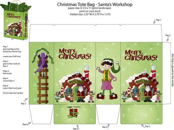 Santa's Workshop totebag Royaltyfria Stockvektorer