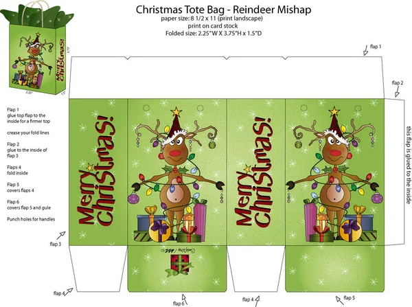 Reindeer Mishap Tote Bag Stock Illustration