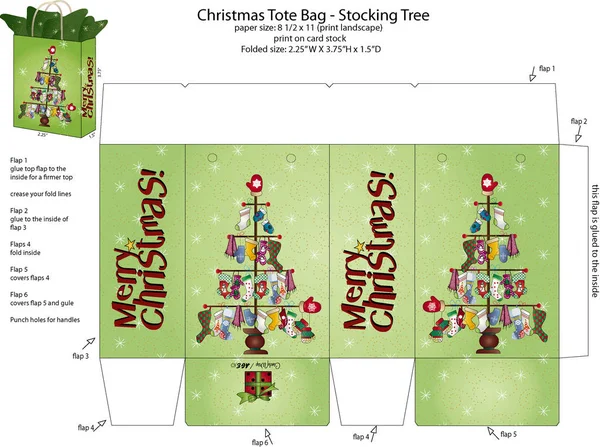 Stocking Tree Christmas Tote Bag Vector Graphics