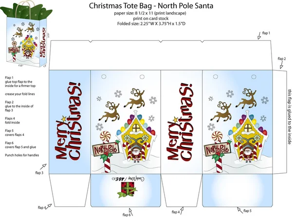 Χριστουγεννιάτικη τσάντα Tote - Βόρειος Πόλος Σάντα Royalty Free Εικονογραφήσεις Αρχείου