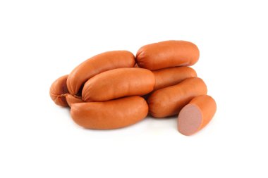 Beyaz bir arka plan üzerinde büyük sosis