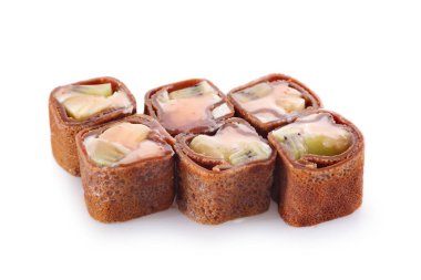 Tatlı suşi roll izole beyaz arka plan üzerinde