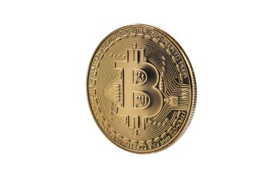 Beyaz arkaplanda izole edilmiş altın bitcoin