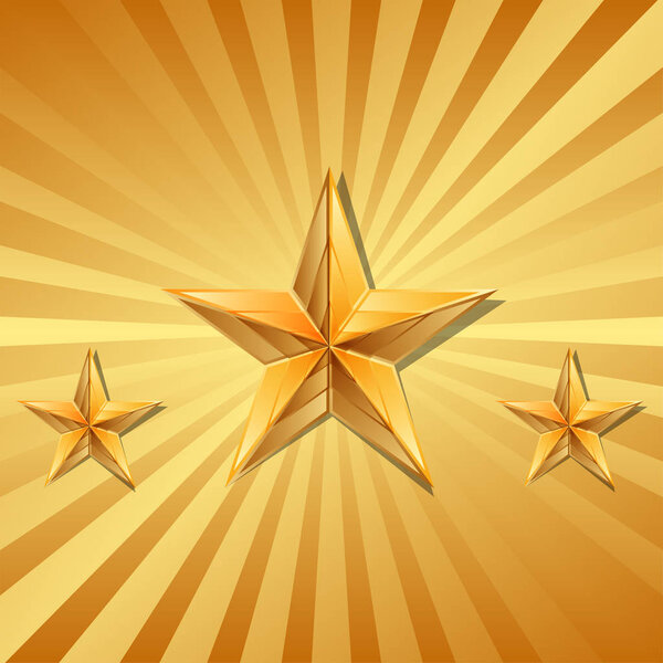 Векторная иллюстрация 3 золотых звёзд
