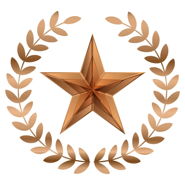 Ilustración vectorial de estrella de bronce con laureles — Archivo Imágenes Vectoriales