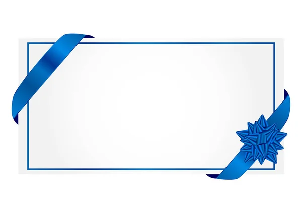 Illustrazione vettoriale della gift card con fiocco a nastro blu — Vettoriale Stock