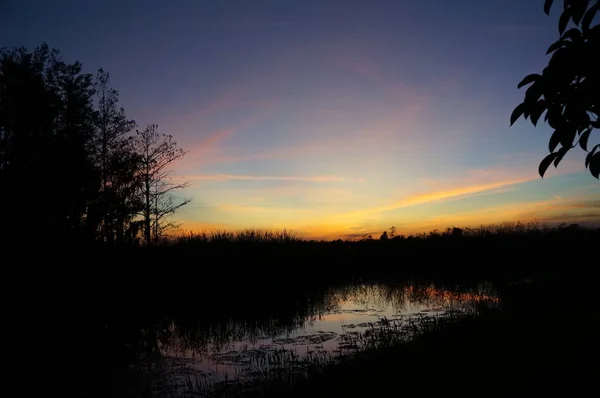 Puesta de sol en el pantano — Foto de Stock