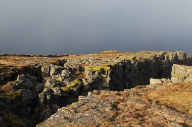Thingvellir rocks in Golden Circle of Iceland clipart