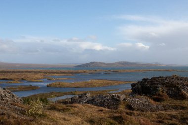 İzlanda 'daki Thingvellir Rift Vadisi manzarası