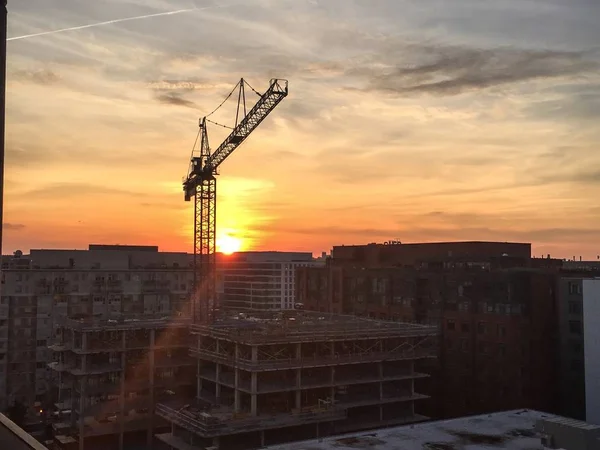 Construction crane landscape digital landscape — Stock Photo, Image