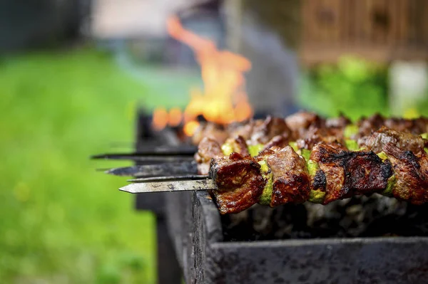 Şiş kebap yaz aylarında açık havada yemek