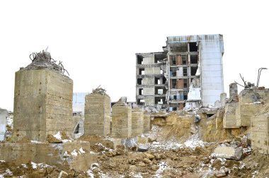 Yok edilen Endüstriyel Bina kalıntıları