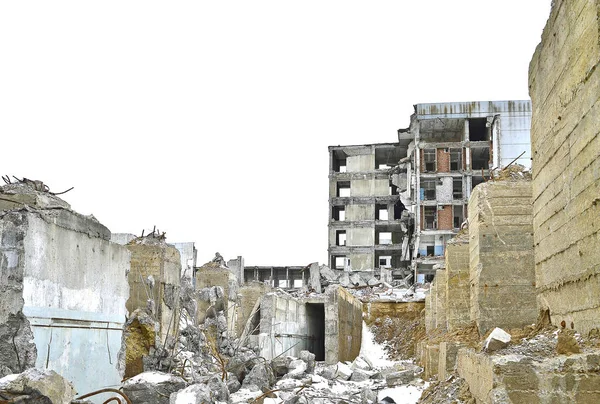 Remains of the destroyed industrial building — Stock Photo, Image