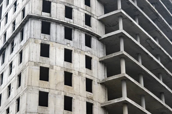 Betongraue Hochhäuser Großaufnahme Teilweise Ohne Außenwände Hintergrund — Stockfoto