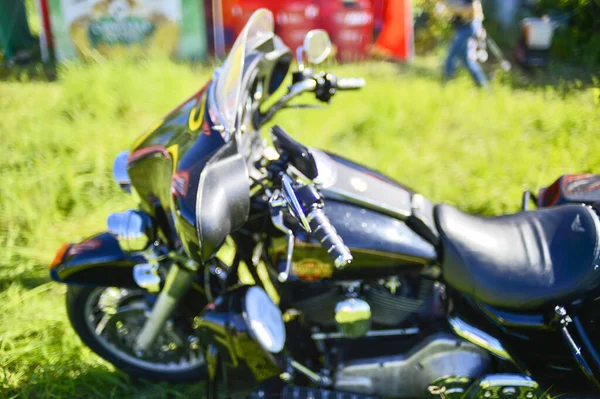 Desfocagem Artística Painel Controle Bicicleta Harley Davidson Está Frente Festival — Fotografia de Stock