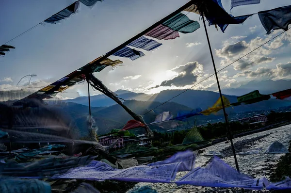 Banderas de oración Puesta del sol — Foto de Stock