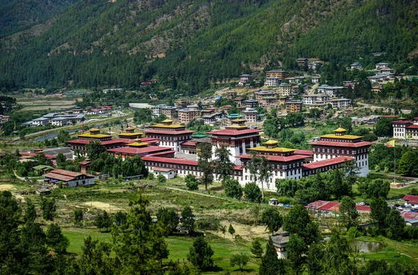 Vy över Timphu i Bhutan — Stockfoto