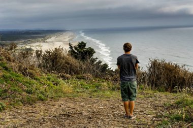 Sahil Manzaralı genç adam, Pcific Okyanusu veya